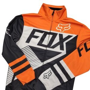 Fox Racing Jacket Mens Small Orange Black Full Zip Track Activewear Motocross